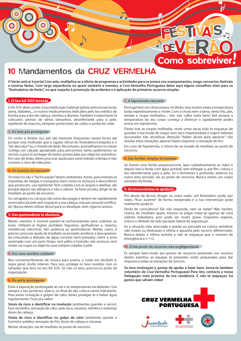 CV 10 mandamentos sobrevivência festivais verão MR